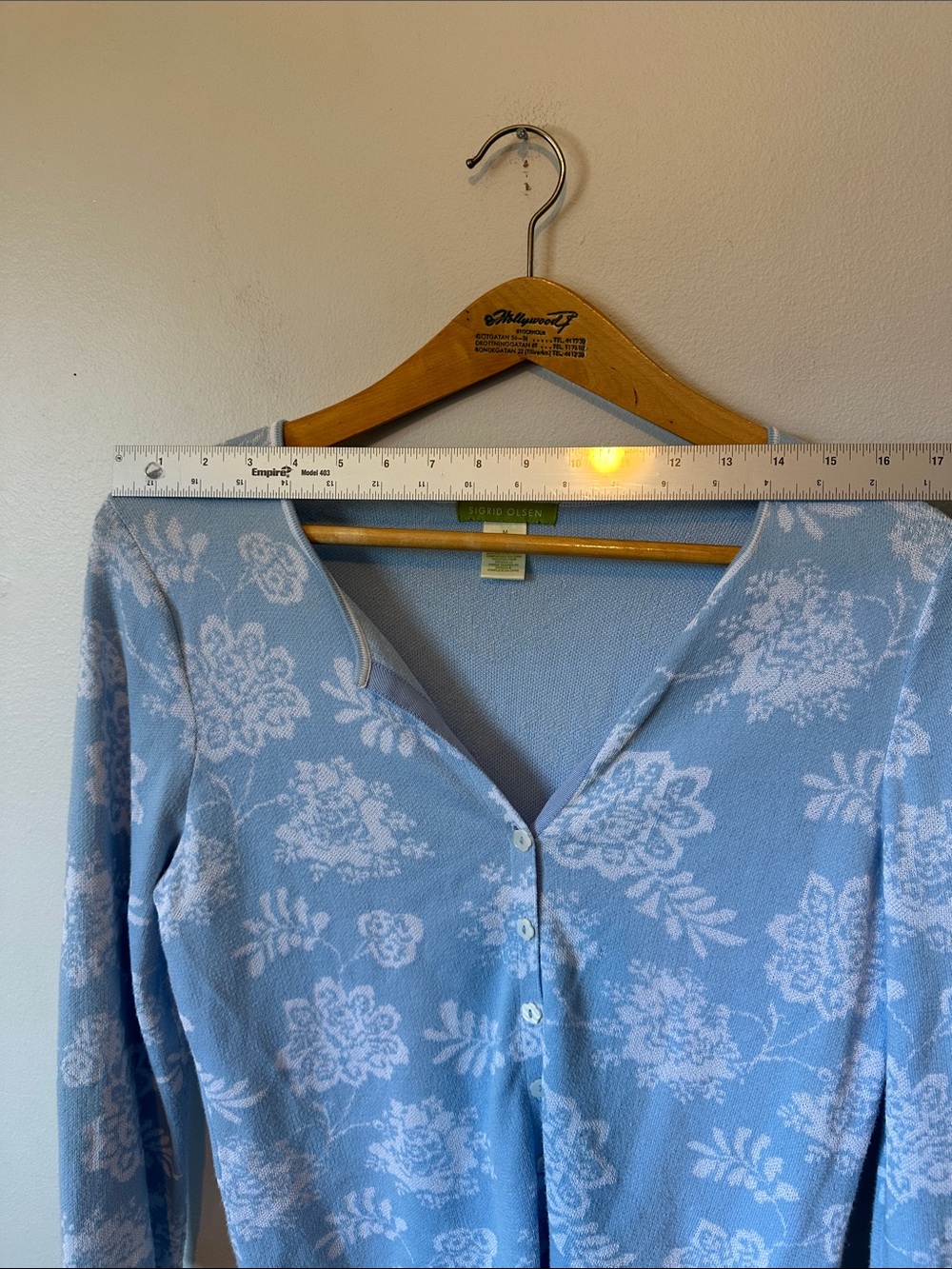 Sigrid Olsen Boden Light Blue Floral V-Neck Button Cardigan Sweater Women's M - Picture 9 of 12
